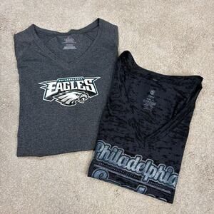 Set Of 2 NFL Philadelphia Eagles Football V-Neck Graphic T-Shirts Size XL